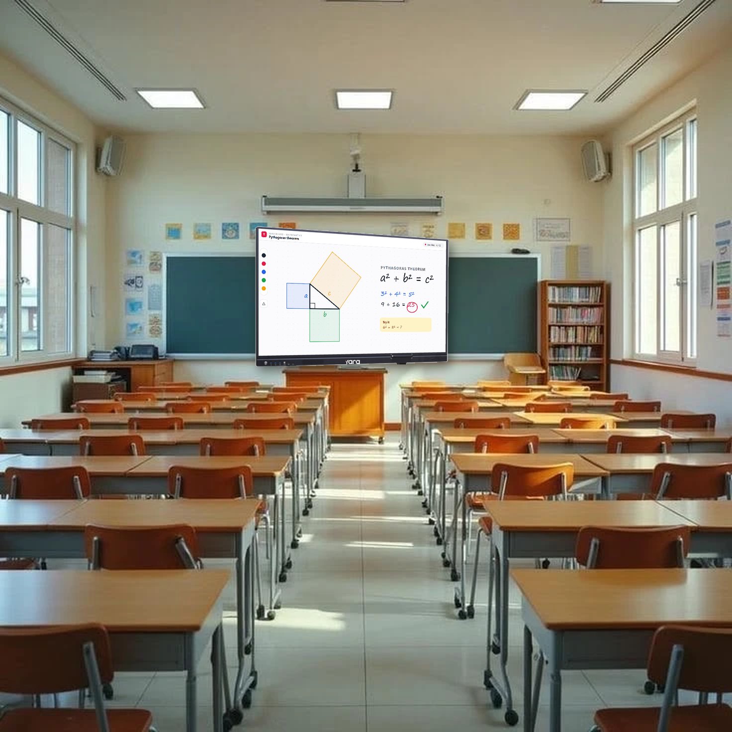 A Yara Interactive Panel replacing the chalkboard at the front of the class