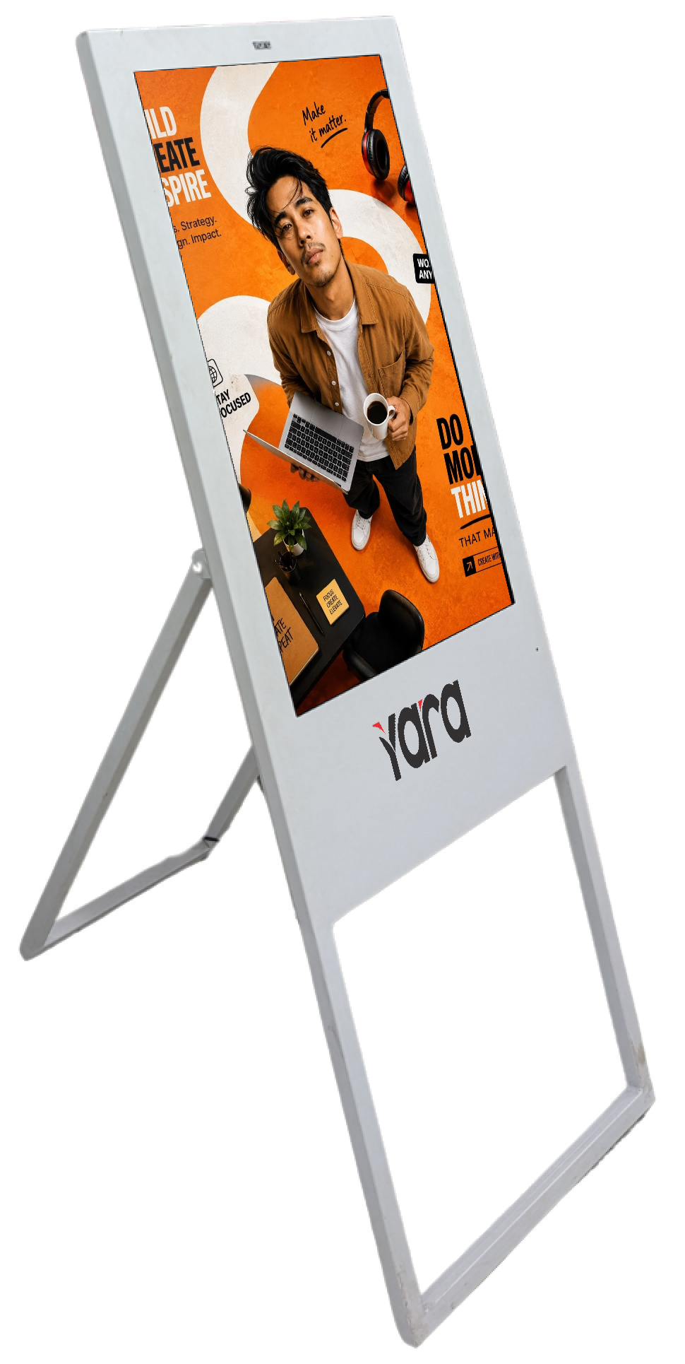 Offices & co-working content on a Yara A-Standee