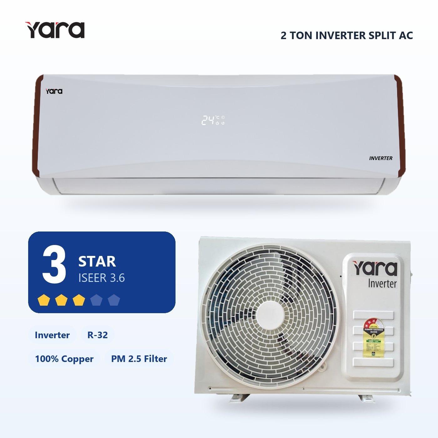 Yara 2 Ton 3 Star Inverter Split AC (AS225BS24E)