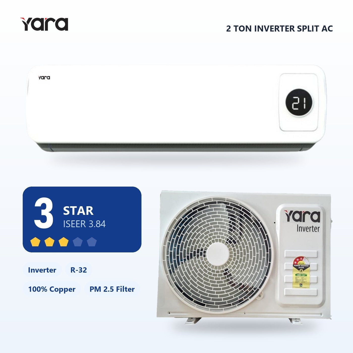 Yara 2 Ton 3 Star Inverter Split AC (AS243BS25E)