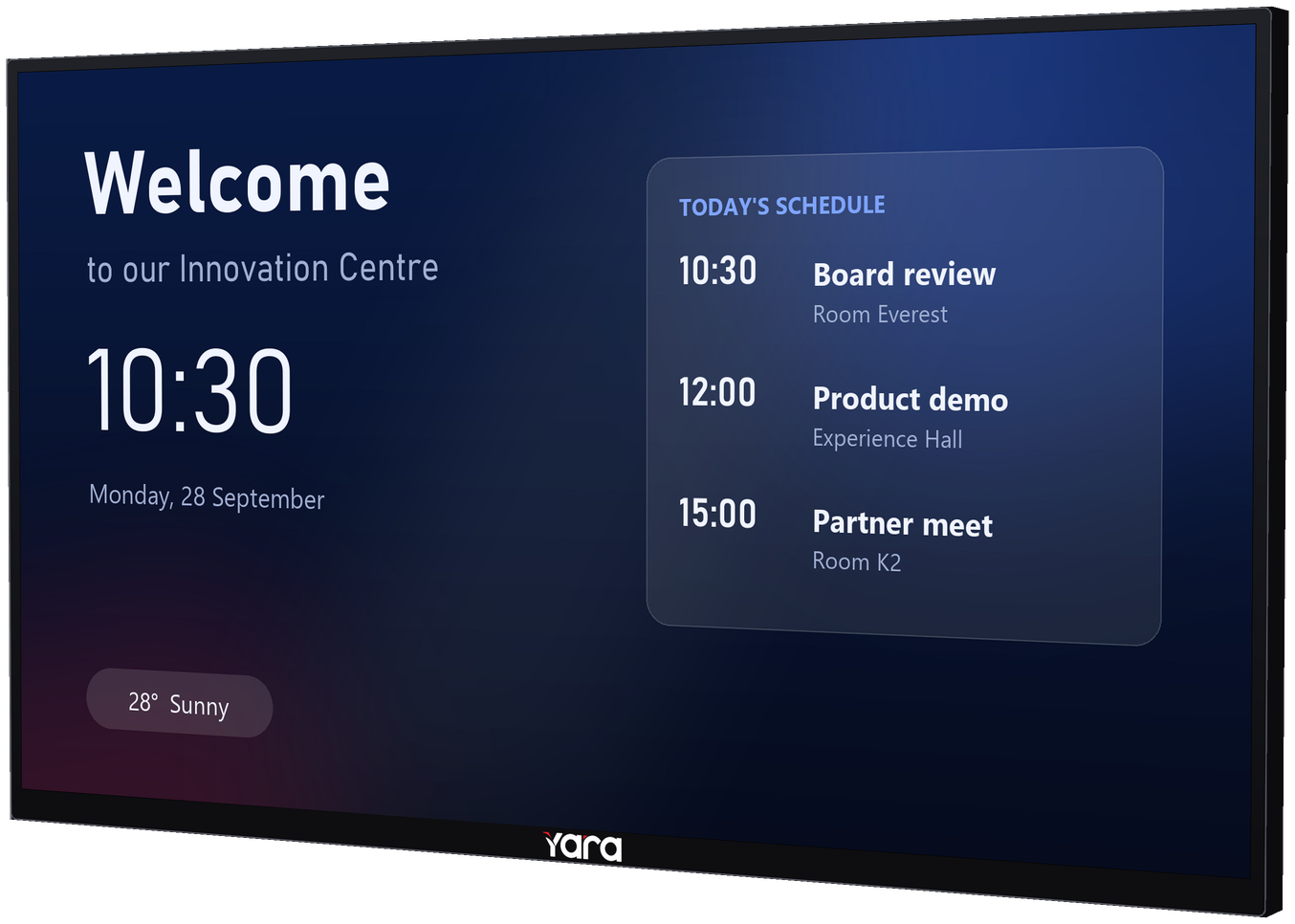 Yara Commercial Display showing lobby content