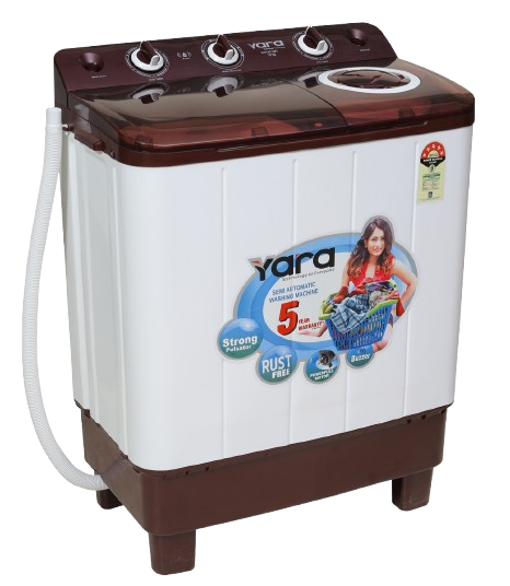 Yara 7 kg Semi Automatic Top Load Washing Machine – Maroon Lid