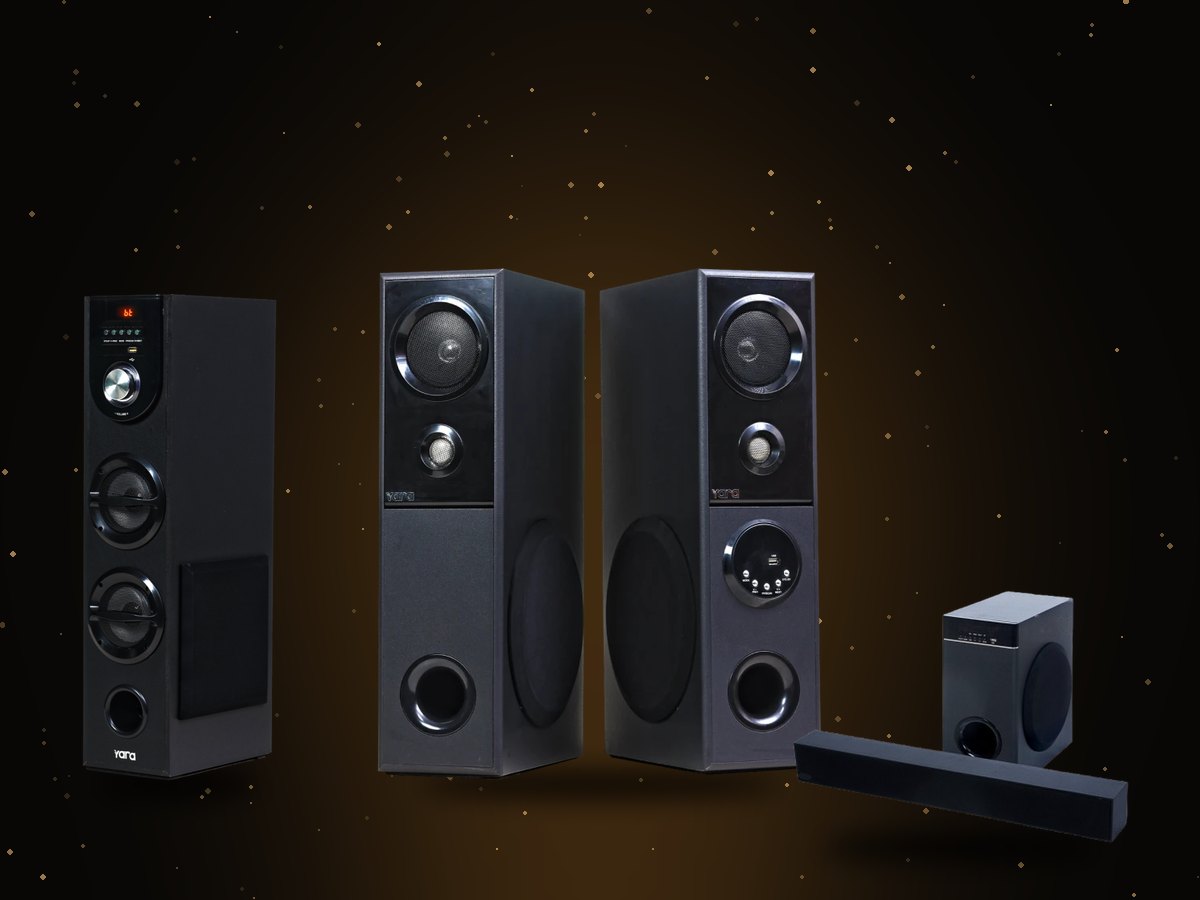 Yara twin tower, single tower and soundbar speakers