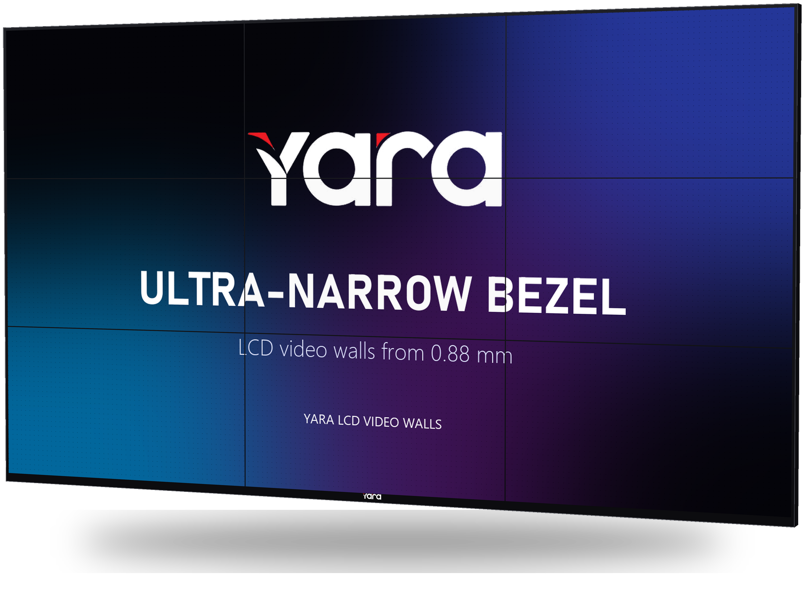 Yara 3 × 3 LCD video wall with 0.88 mm bezels