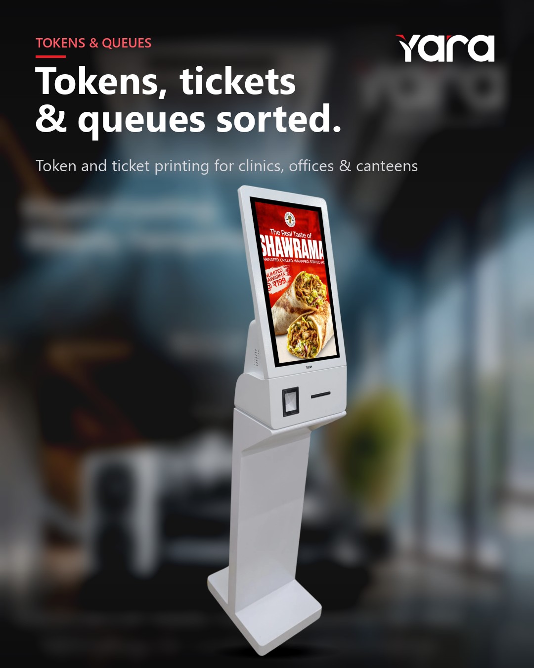 Yara Printing Kiosk in tokens & queues