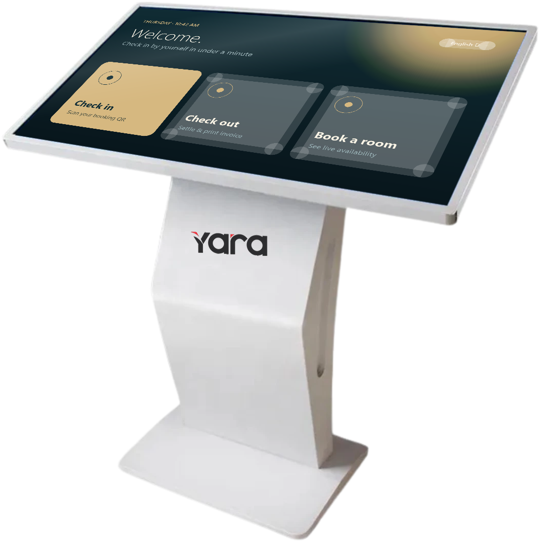 Self check-in on the Yara Stand Alone Kiosk
