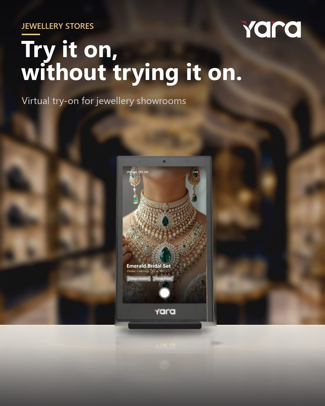 Yara Table Top Standee in jewellery stores